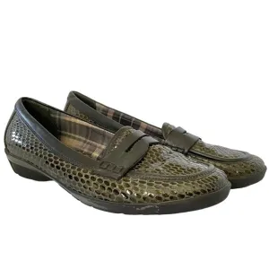 Aquatalia Snakeskin Embossed Leather Penny Loafers Driving Mocassins
