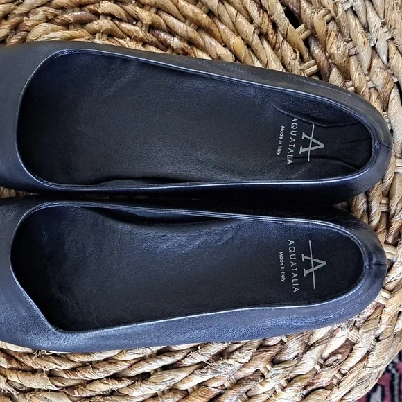 Aquatalia Womens Soft Black Nappa Leather Minimalist Loafer‎ Flat Size 7.5
