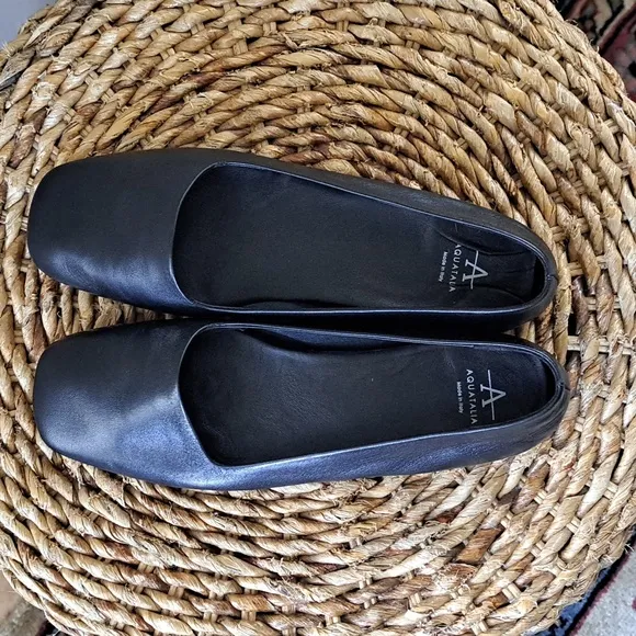 Aquatalia Womens Soft Black Nappa Leather Minimalist Loafer‎ Flat Size 7.5
