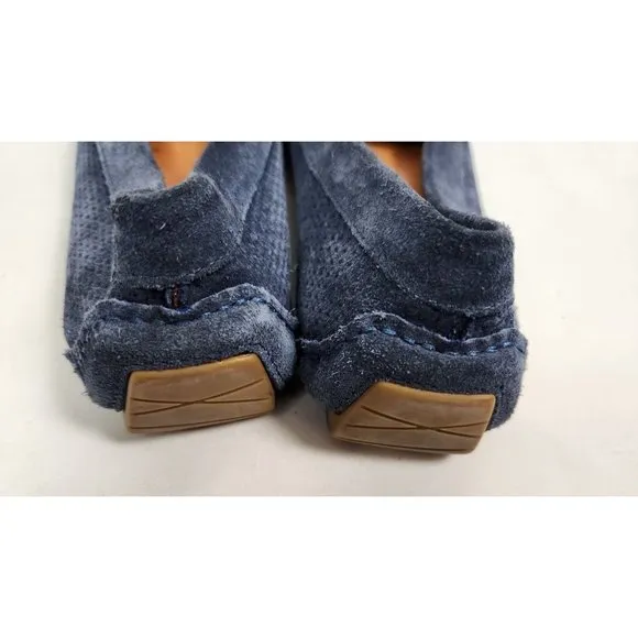 Aquatalia Women's Sz. 10 Navy Blue Suede Woven Leather Loafers