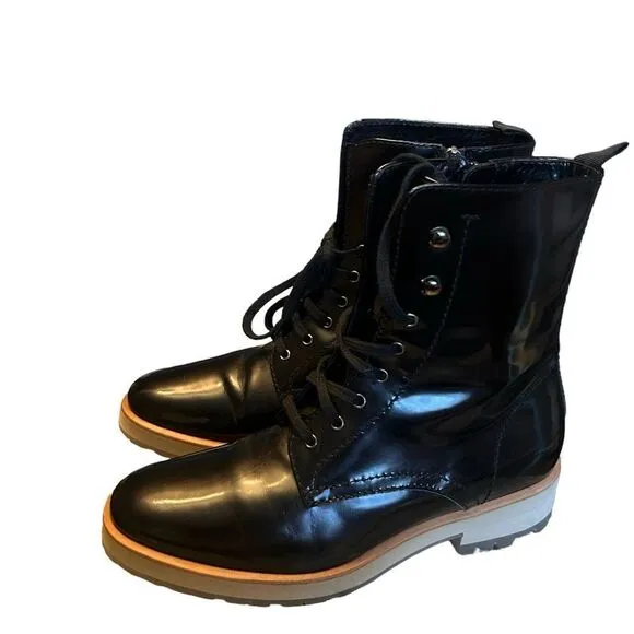 Aquatalia Zifa Patent Leather Combat Boots
