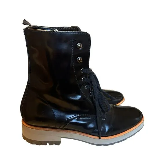 Aquatalia Zifa Patent Leather Combat Boots