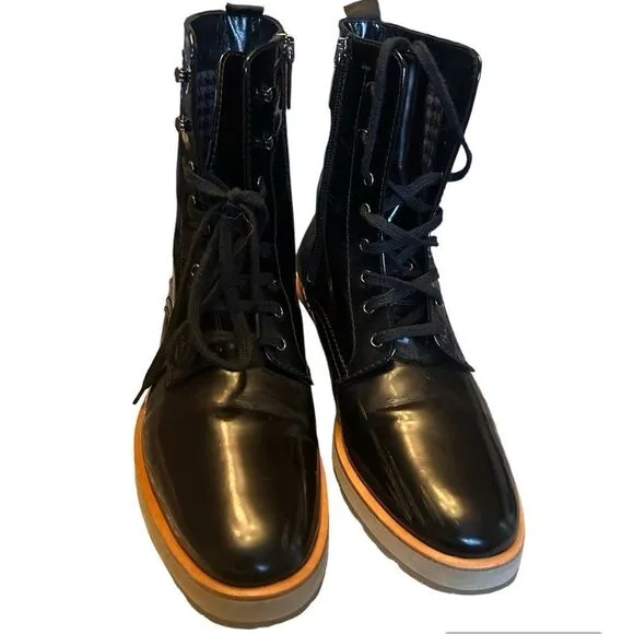 Aquatalia Zifa Patent Leather Combat Boots