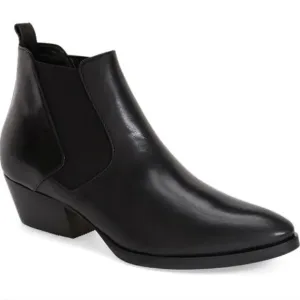 Aquatalia Fabia Black Leather Elastic Gusseted Chelsea Ankle Boots Booties 8