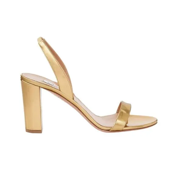 Aquazzara Winning In Gold Block Heels Size 5