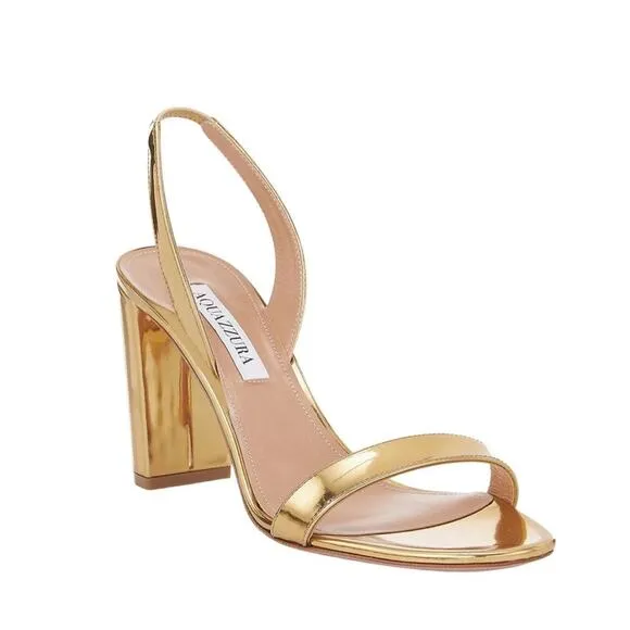 Aquazzara Winning In Gold Block Heels Size 5