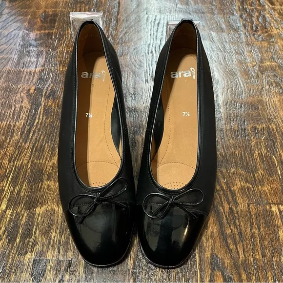 Ara Bella Leather Cap Toe Ballet Flats