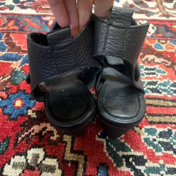 Arche Black Sandals with Textured Leather and Ankle Strap