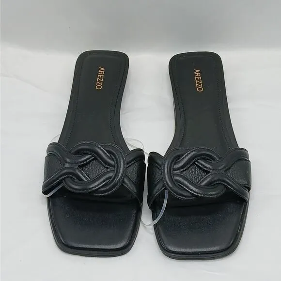Arezzo Sloane Women's Sandals Size 9B Black Flat Slip On Summer Slides Shoes