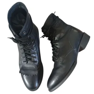 Ariat Black Leather Ankle Boots Lace-Up Combat Boots Size 10.5
