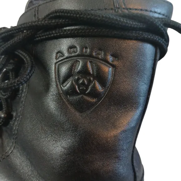 Ariat Black Leather Ankle Boots Lace-Up Combat Boots Size 10.5
