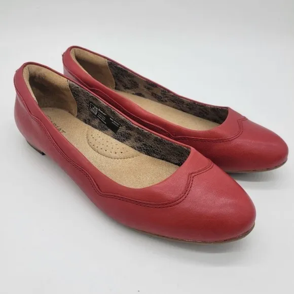 Ariat Dreamer Red Leather Ballet Flats Slip On Foam Insole Women's Size 7.5