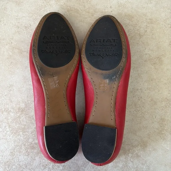 Ariat Dreamer Red Leather Ballet Flats Slip On Foam Insole Women's Size 7.5
