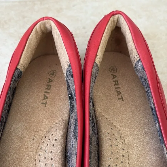 Ariat Dreamer Red Leather Ballet Flats Slip On Foam Insole Women's Size 7.5