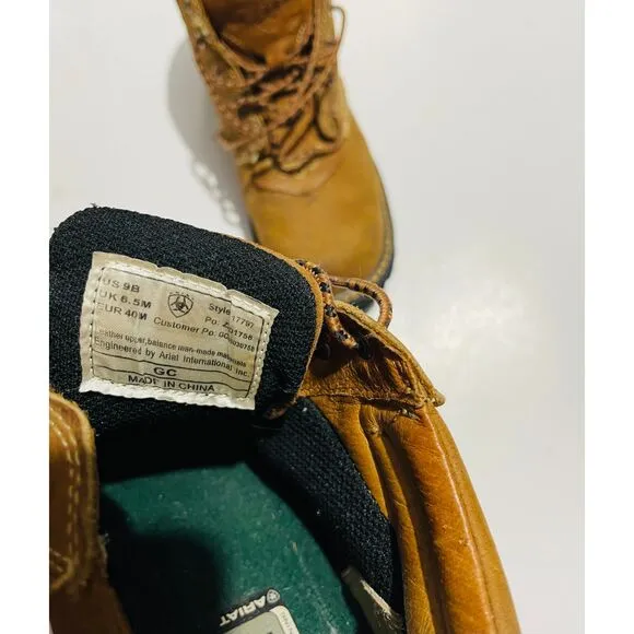 Ariat leather boots combat USA western country brown rodeo casual women 9B