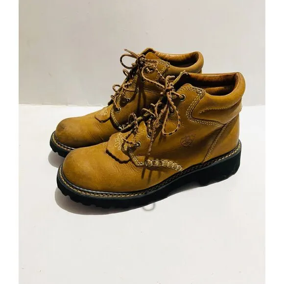 Ariat leather boots combat USA western country brown rodeo casual women 9B