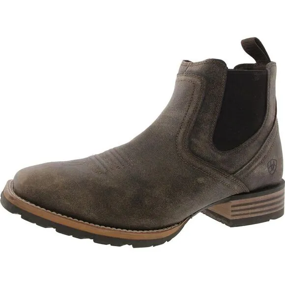 Ariat Mens Hybrid Low Boy Brown Stretch Leather Chelsea Boots Used