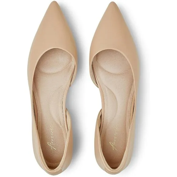 Arromic Flats Shoes Women Cream Polyurethane Low Wedge Pointed Toe Heel Shoes