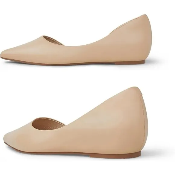 Arromic Flats Shoes Women Cream Polyurethane Low Wedge Pointed Toe Heel Shoes