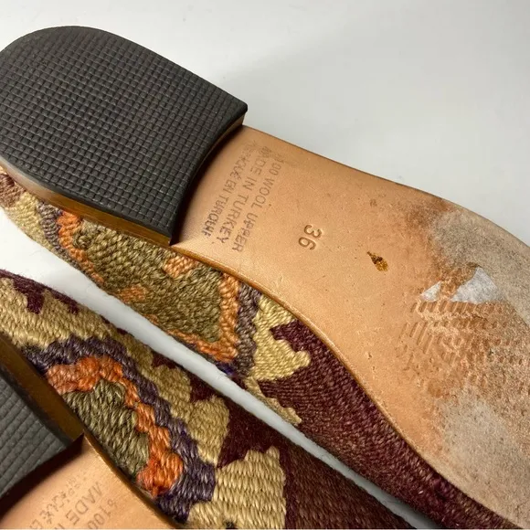 Artemis Design Co Sz 36 US 5.5 Kilim Tapestry Woven Carpet Smoking Loafers Shoes