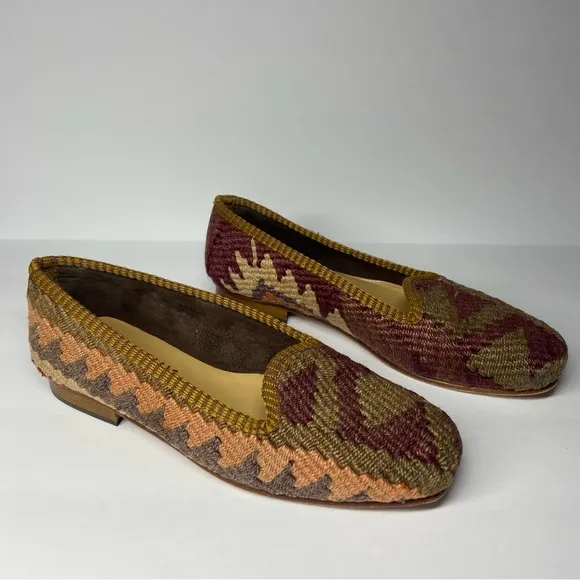 Artemis Design Co Sz 36 US 5.5 Kilim Tapestry Woven Carpet Smoking Loafers Shoes