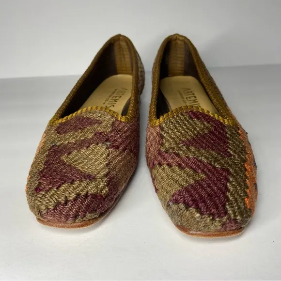 Artemis Design Co Sz 36 US 5.5 Kilim Tapestry Woven Carpet Smoking Loafers Shoes