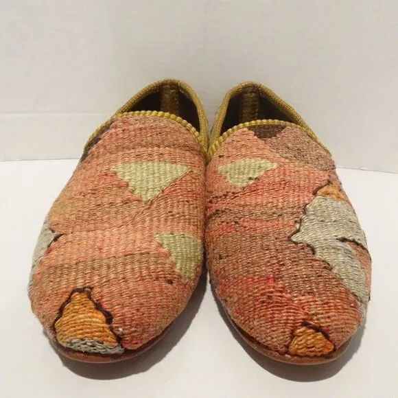 Artemis Kilim Carpet Smoking Loafers Women’s Shoes Size 40 US 10 Wool Woven