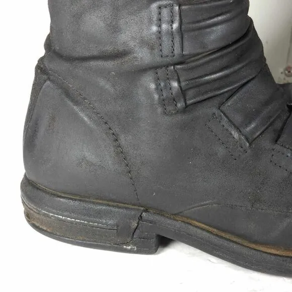 A.S.98 Women's Traver 38 US7-7,5 Black Distressed Leather MidCalf Combat Boots