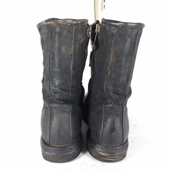 A.S.98 Women's Traver 38 US7-7,5 Black Distressed Leather MidCalf Combat Boots