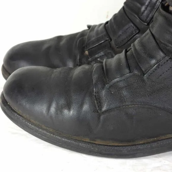 A.S.98 Women's Traver 38 US7-7,5 Black Distressed Leather MidCalf Combat Boots