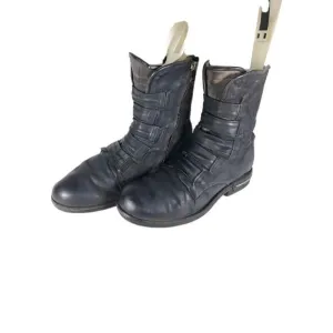 A.S.98 Women's Traver 38 US7-7,5 Black Distressed Leather MidCalf Combat Boots