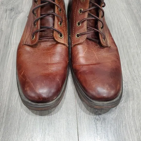Ashton Grey Boots Rockcastle Men's 12 Brown Leather Mid Lace Up Side Zip Classic