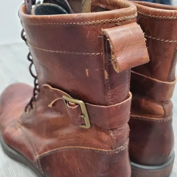 Ashton Grey Boots Rockcastle Men's 12 Brown Leather Mid Lace Up Side Zip Classic