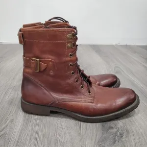 Ashton Grey Boots Rockcastle Men's 12 Brown Leather Mid Lace Up Side Zip Classic