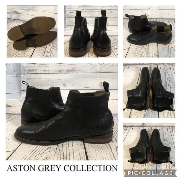 Aston Grey PAGLIAGA Chelsea boots in black size 11.5