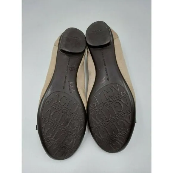 ATTILIO Giusti Leombruni's womens Tan Snakeskin ballet flats Sz 38