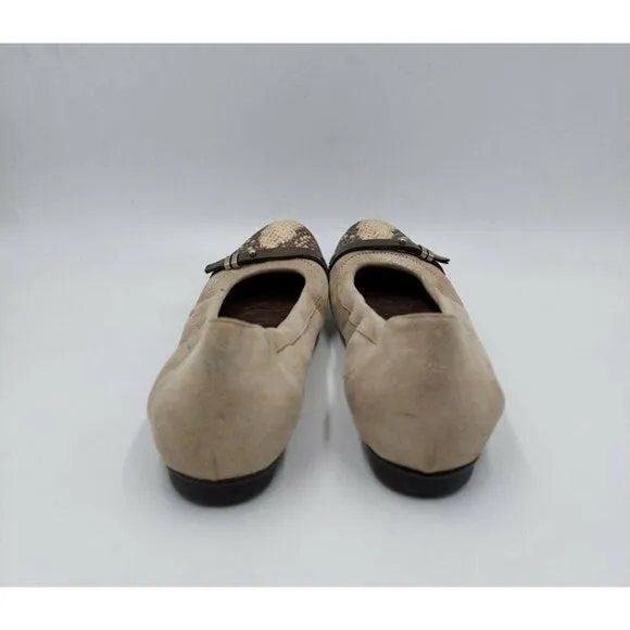 ATTILIO Giusti Leombruni's womens Tan Snakeskin ballet flats Sz 38