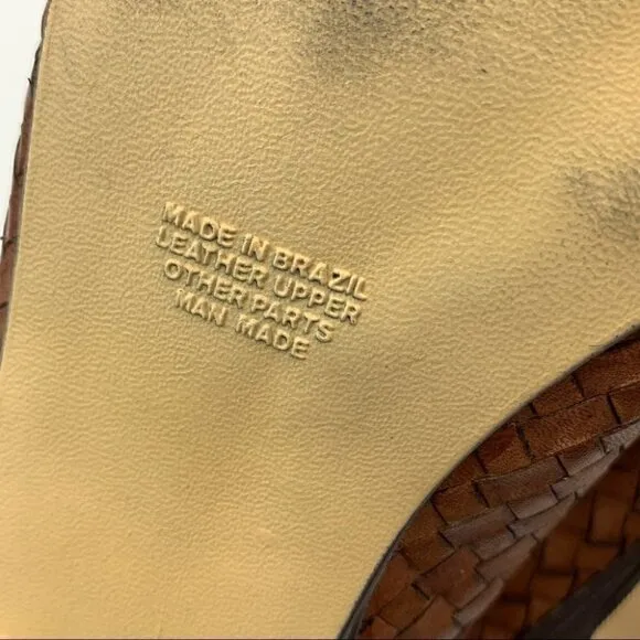 Attitudz flats 9 N brown woven vintage 80s loafers