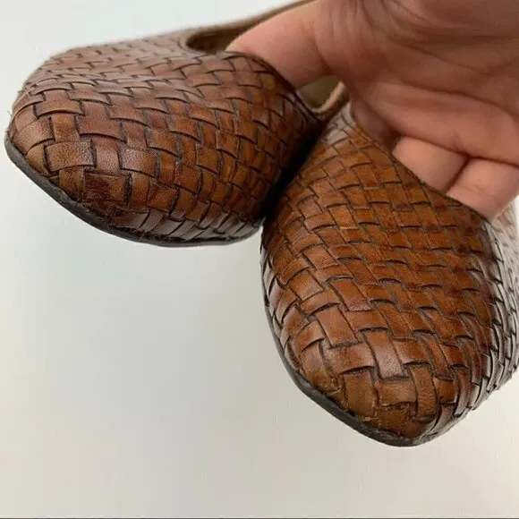 Attitudz flats 9 N brown woven vintage 80s loafers