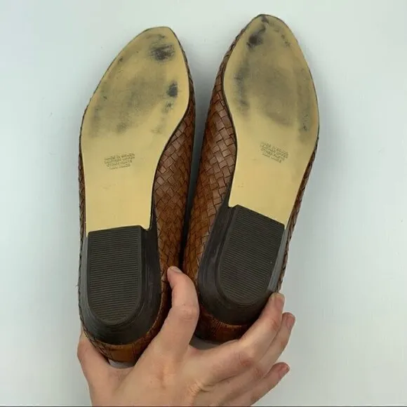 Attitudz flats 9 N brown woven vintage 80s loafers