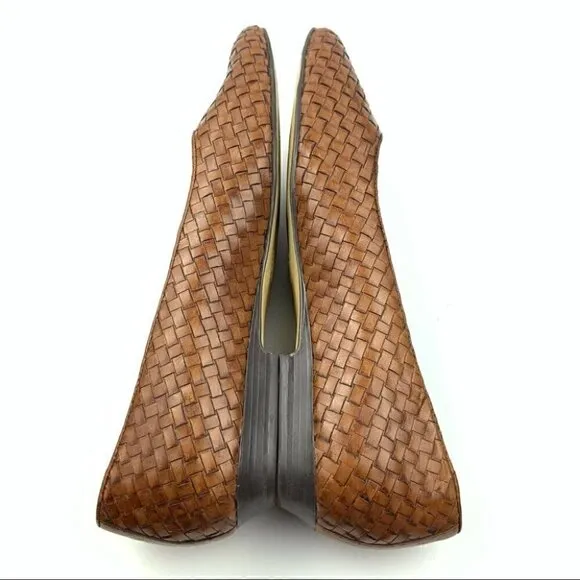 Attitudz flats 9 N brown woven vintage 80s loafers