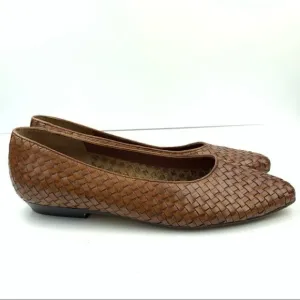 Attitudz flats 9 N brown woven vintage 80s loafers