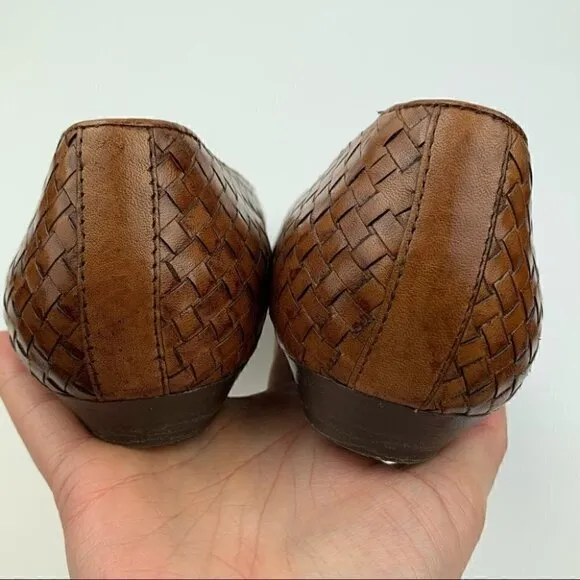 Attitudz flats 9 N brown woven vintage 80s loafers