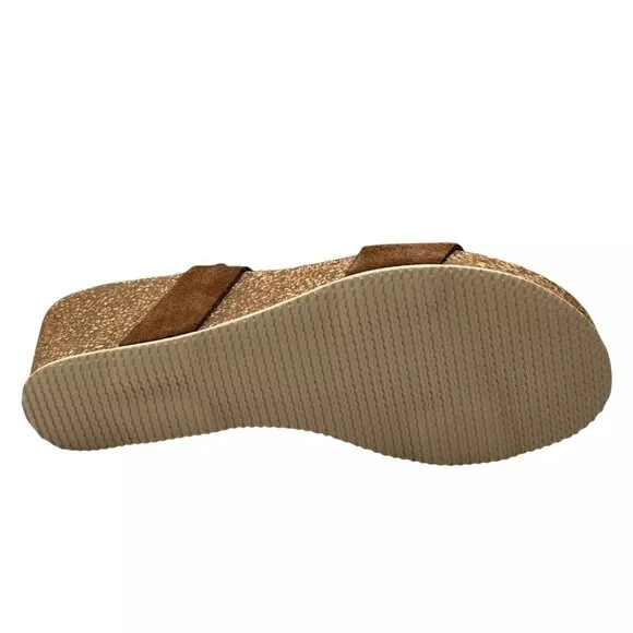 AUTENTI Women's Wedge Sandals Size 7.5-9 Brown Suede Dual Band Made In Spain