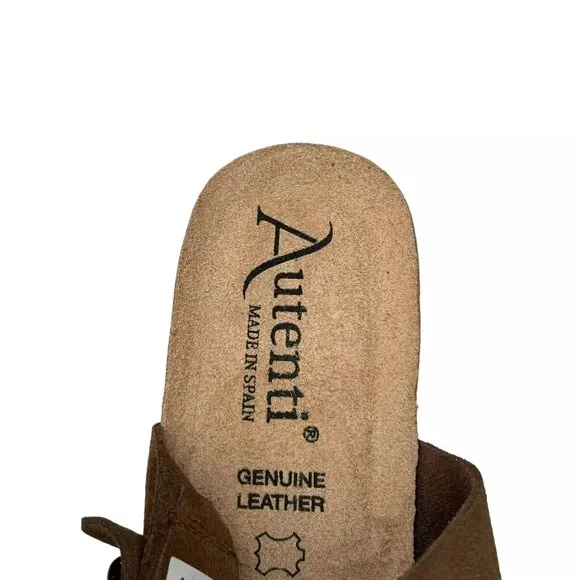 AUTENTI Women's Wedge Sandals Size 7.5-9 Brown Suede Dual Band Made In Spain