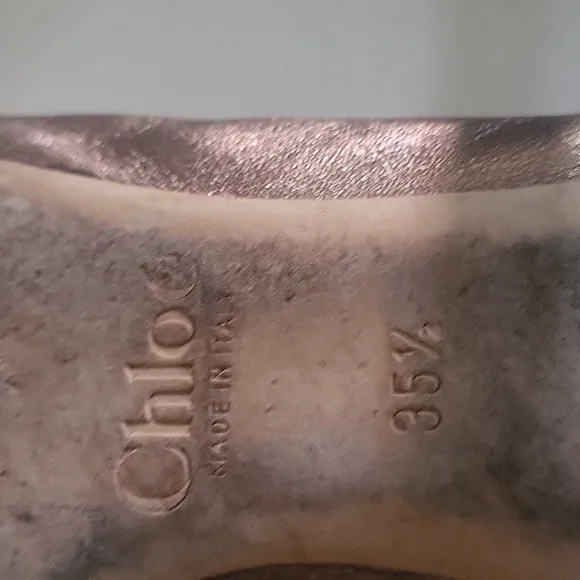 Authentic CHLOÉ Lauren Scalloped Leather Ballet Gunmetal Flats