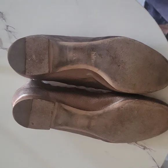 Authentic CHLOÉ Lauren Scalloped Leather Ballet Gunmetal Flats