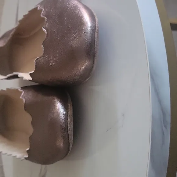Authentic CHLOÉ Lauren Scalloped Leather Ballet Gunmetal Flats