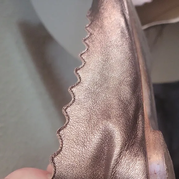 Authentic CHLOÉ Lauren Scalloped Leather Ballet Gunmetal Flats