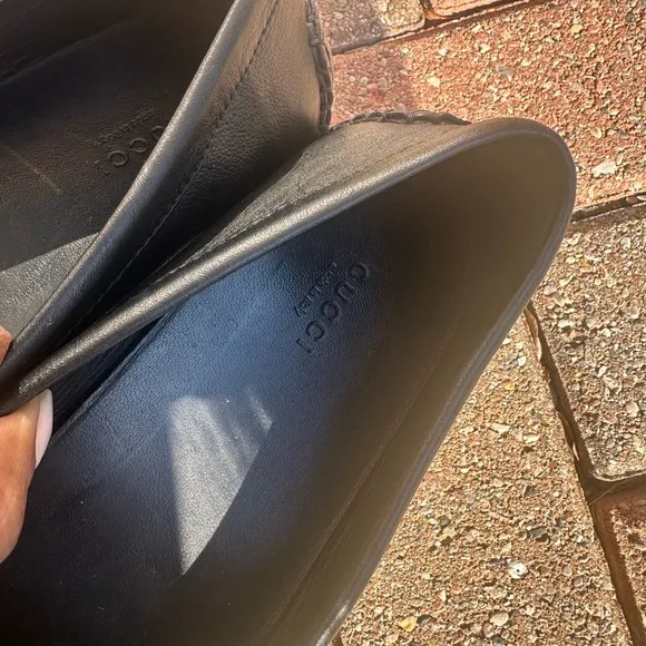 Authentic Gucci Black Leather Loafers Driving Moccasins Size 39
